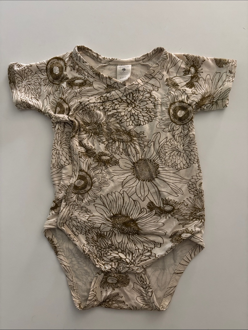 Kate Quinn Baby Girl Sunflower Print Short Sleeve Wrap Bodysuit